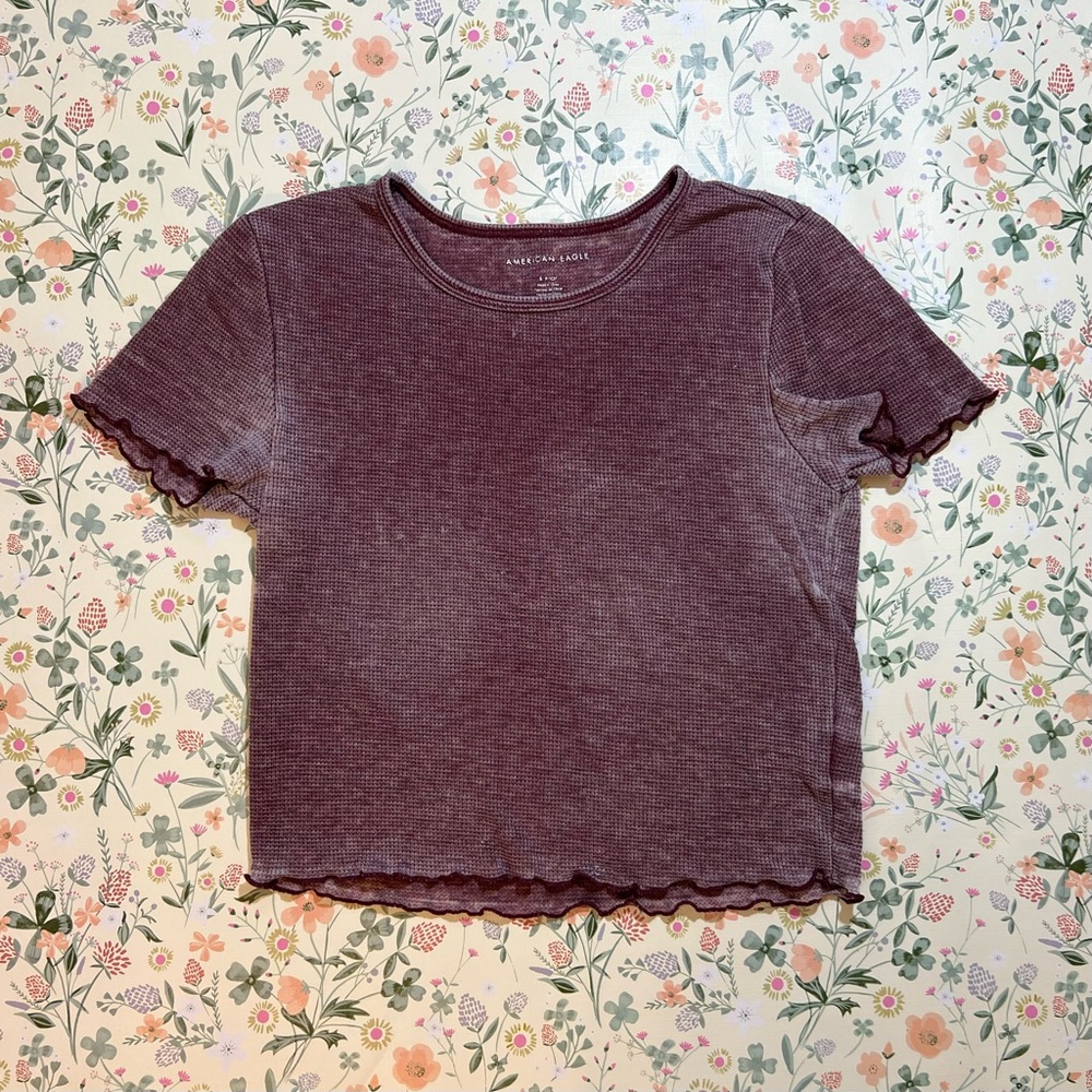 American Eagle Crop Top Burgundy Maroon Size S